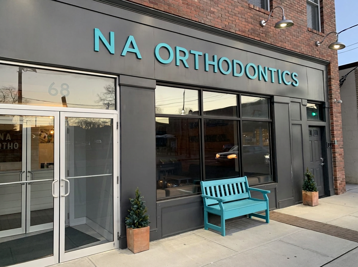 NA Orthodontics office exterior at 68 Ridge Road, North Arlington, NJ